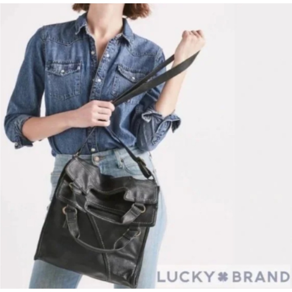 NWT Lucky Brand  classic Abbey Road style leather fold over tote.